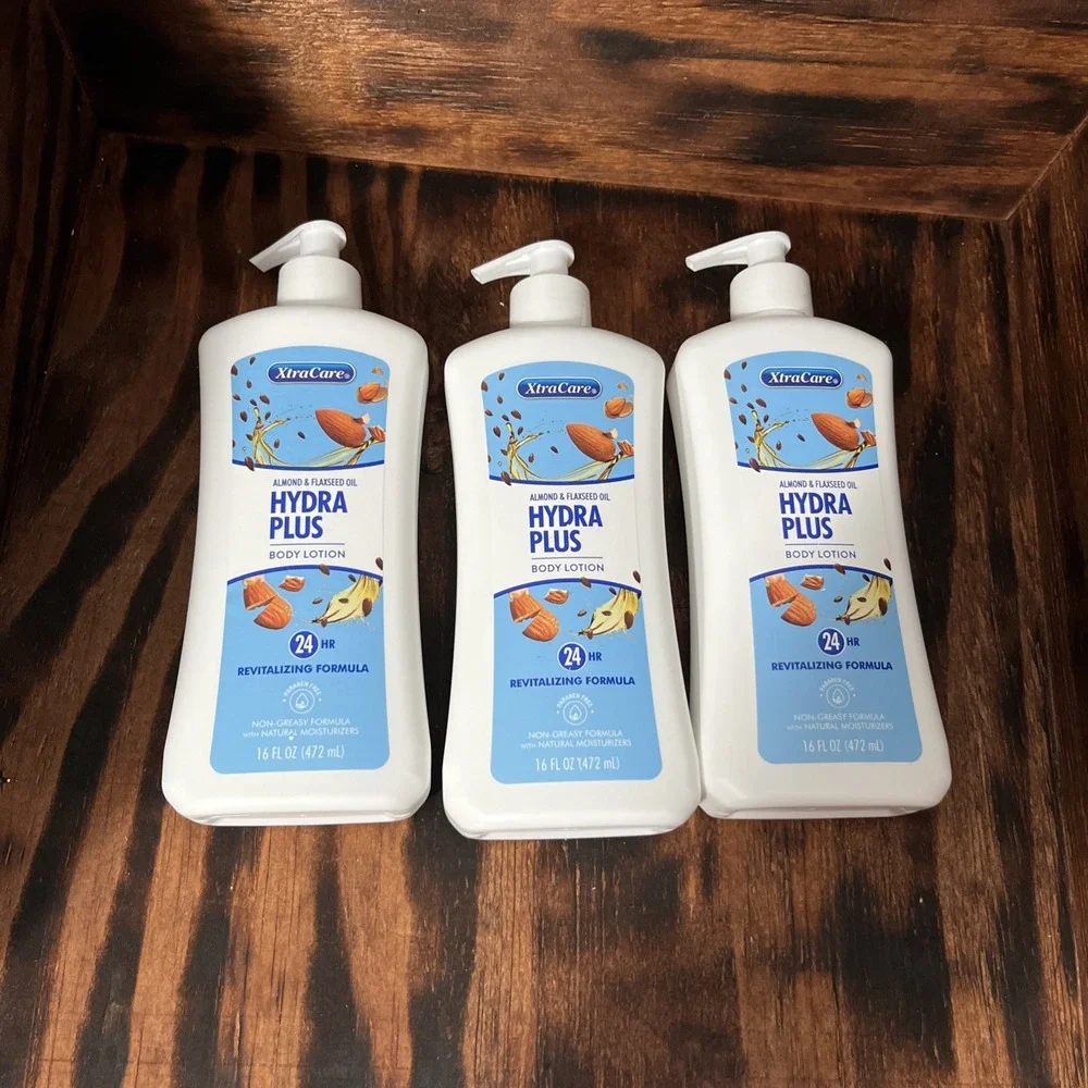 ( Lot‎ 3 )  ALMOND & FLAXSEED OIL HYDRA PLUS BODY LOTION with PUMP 16 oz Each
